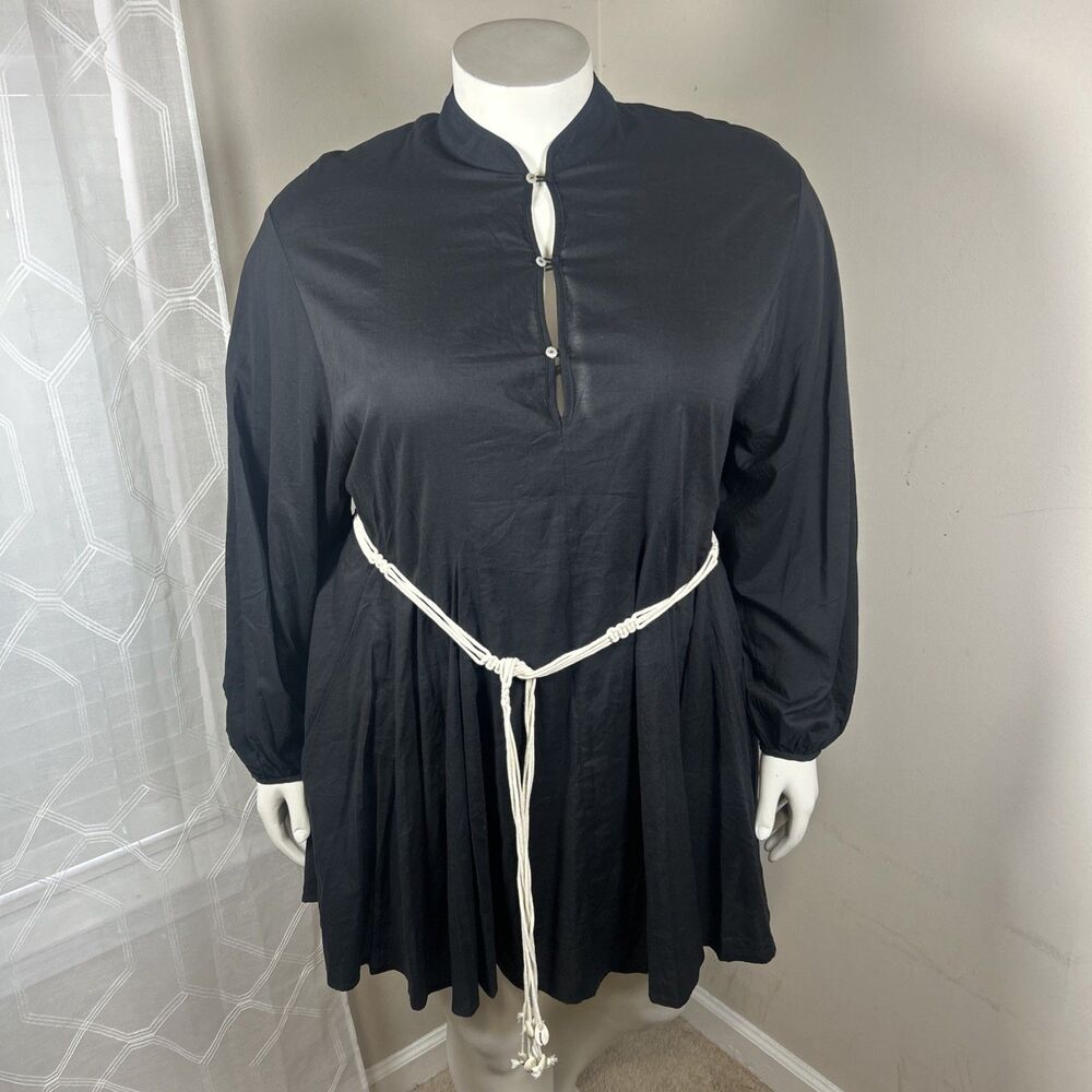 H&M Shirt XXL Black Tunic Long Sleeve Boho Modest Minimalist Casual Timeless